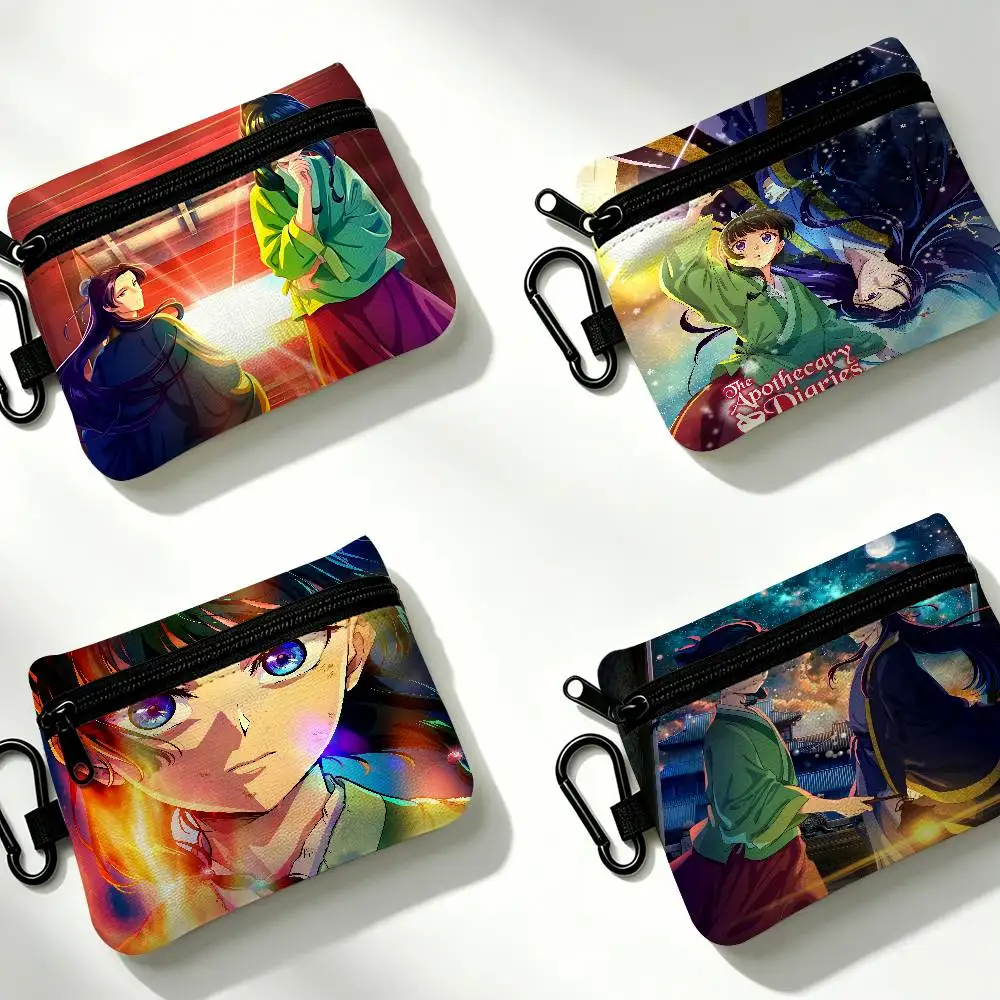 Anime The Apothecary Diaries Portable Oxford Fabric Mini Wallet Carabiner Design Small Coin Bag For Cards Keys Earphones