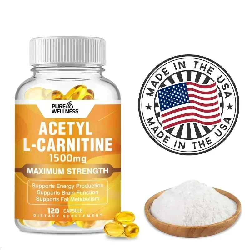 Acetil L-carnitina - Alta Potencia, Apoya la Producción Natural de Energía, Nutrición Deportiva, Mejora la Memoria y la Concentración