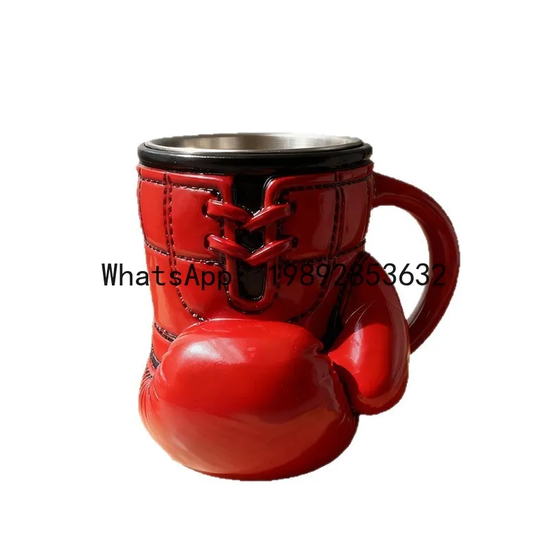 LYY  Boxing glove cup ornament - premium, niche, and unique stainless steel mug with resin accents