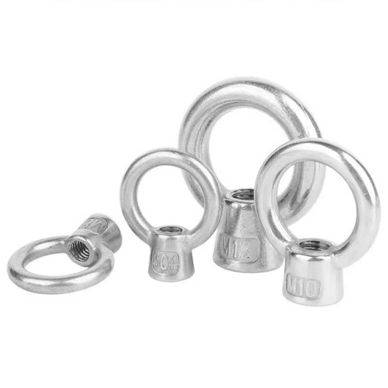 304 Stainless Steel Ring Eye Bolt Ring Hooking Nut Japanese Style Lifting Eye Nuts Hoisting Industrial M6 M8 M10 M12 M16 M20 M24