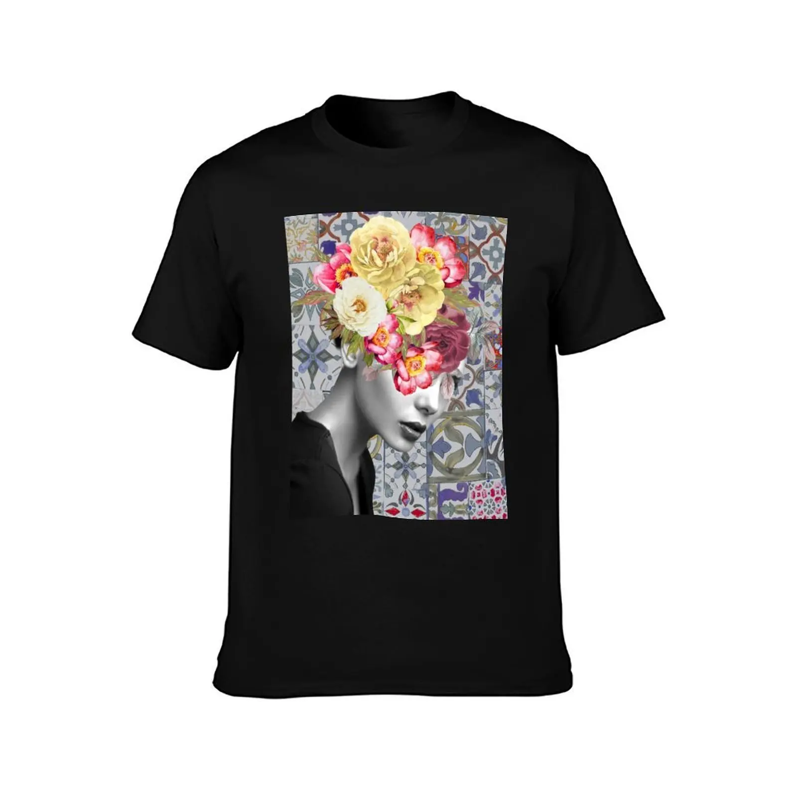 collage art-girl with flowers T-Shirt Outdoor Activity Sports T-Shirt