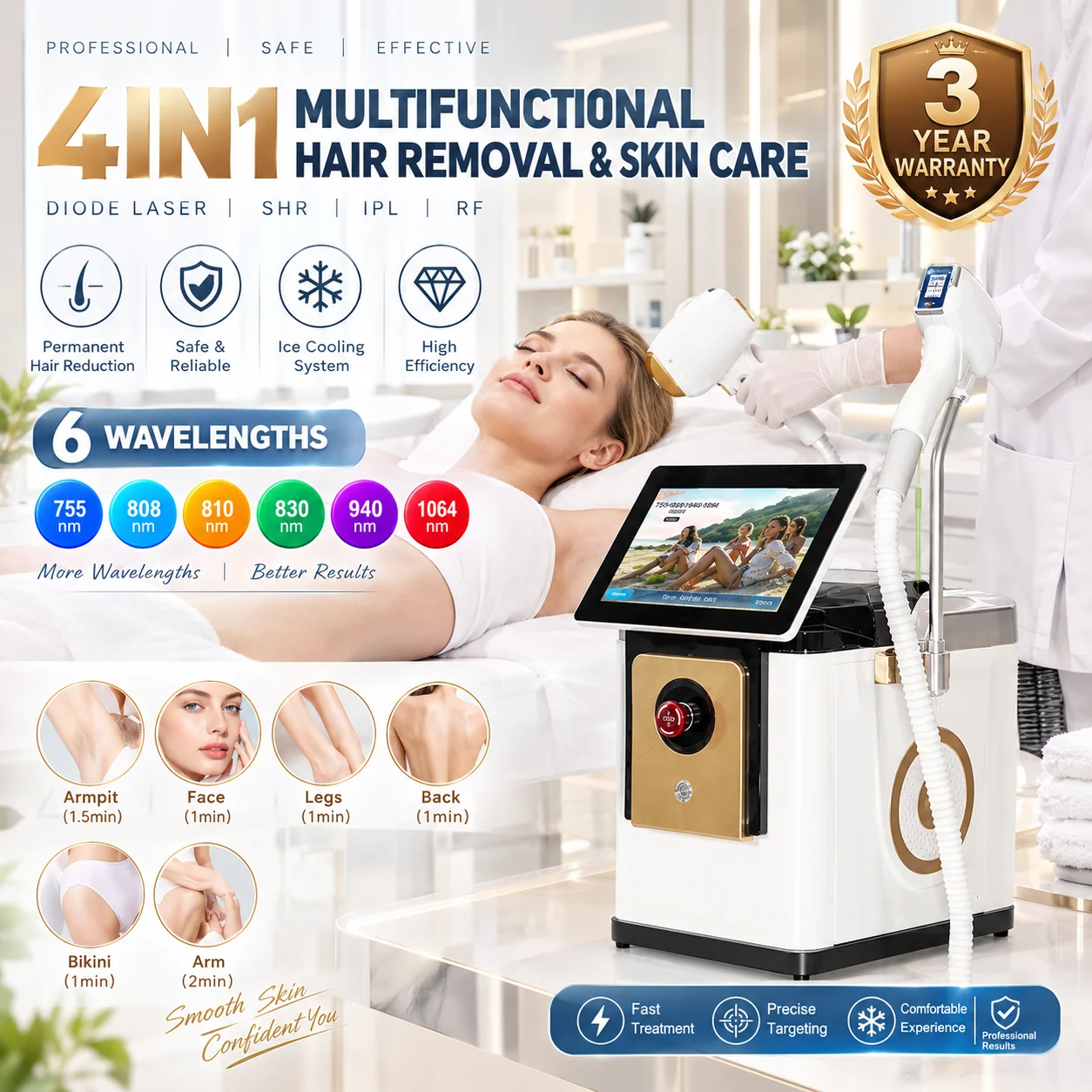 Two-in-One 755nm 808nm 810nm 8 - огляд і ціна Diode Laser Hair Removal 808Nm 755Nm 1064Nm