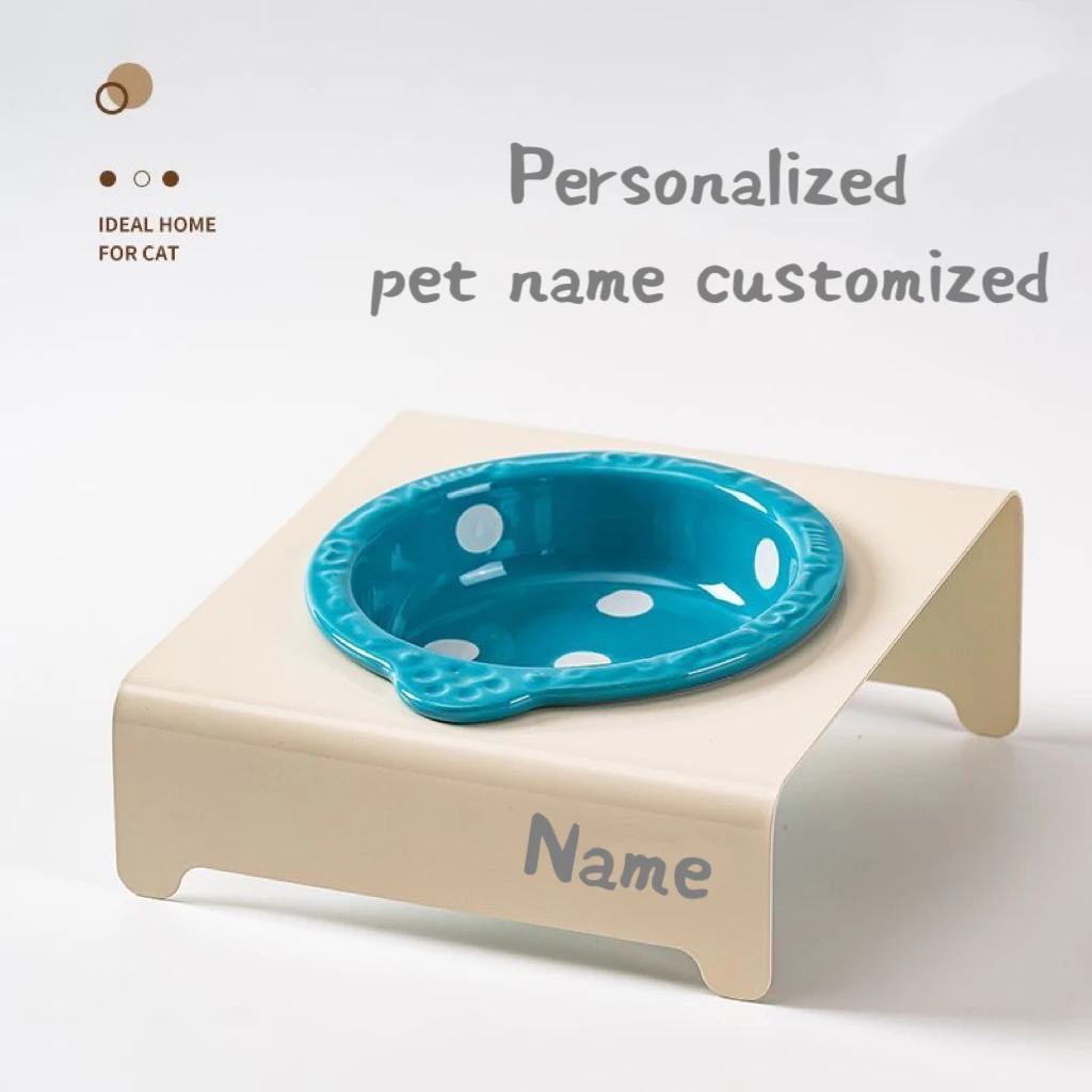 Name custom Dog Bowl Ceramic Matte Pet Bowl Cervical Spine Protector Anti Knock Over Personalized Pet Feeding Supplies Cat Acces