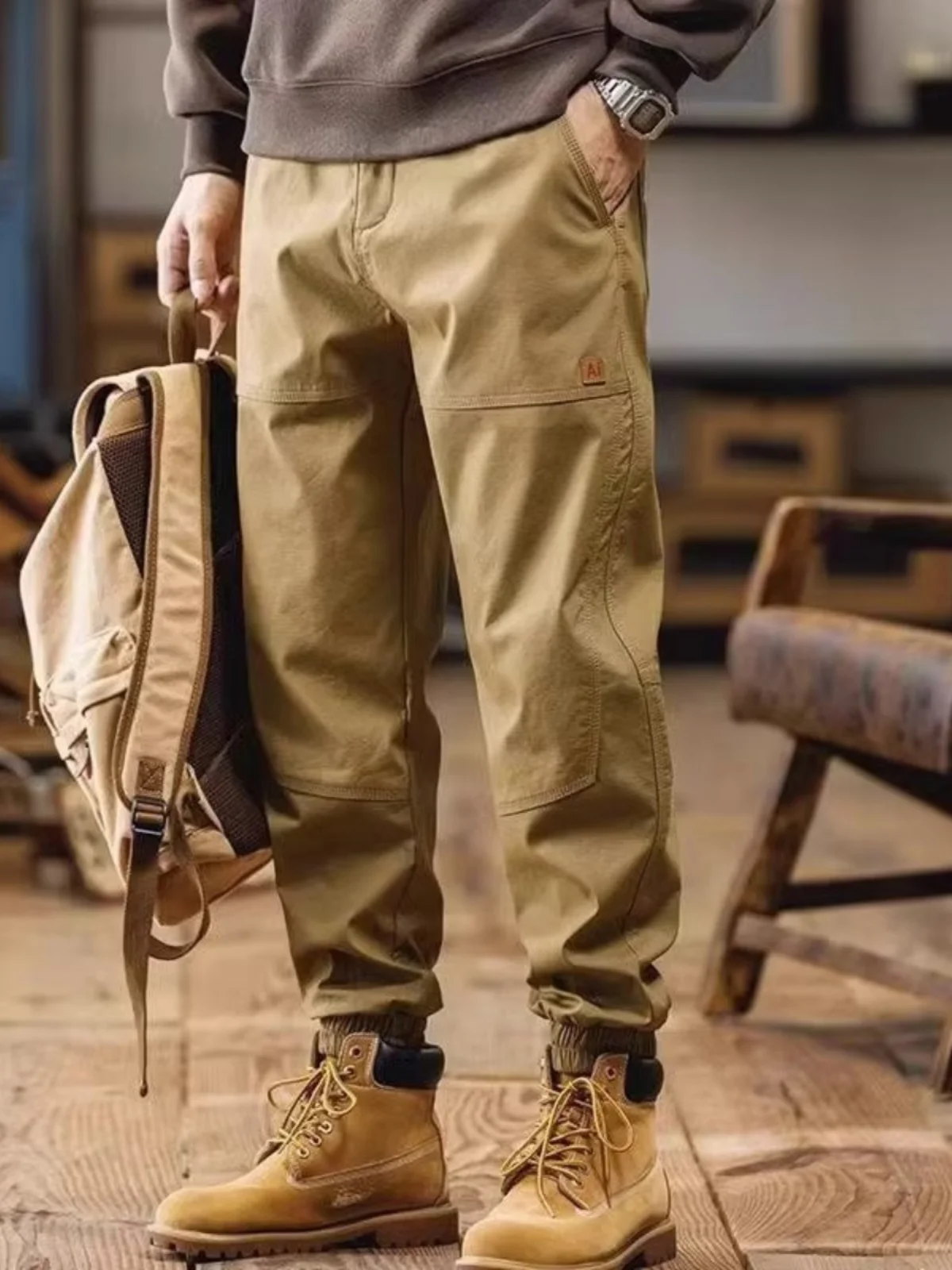 

American Retro Workwear Pants Men's Loose Straight Leg Harlan Autumn Winter Wear Resistant Casual Trousers Long Pants