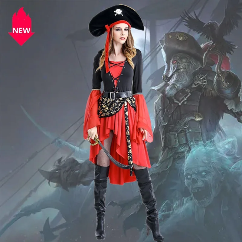 

Halloween Cosplay Costume for Women Pirate Costume Game Uniform Plus Size Dresses Sets New