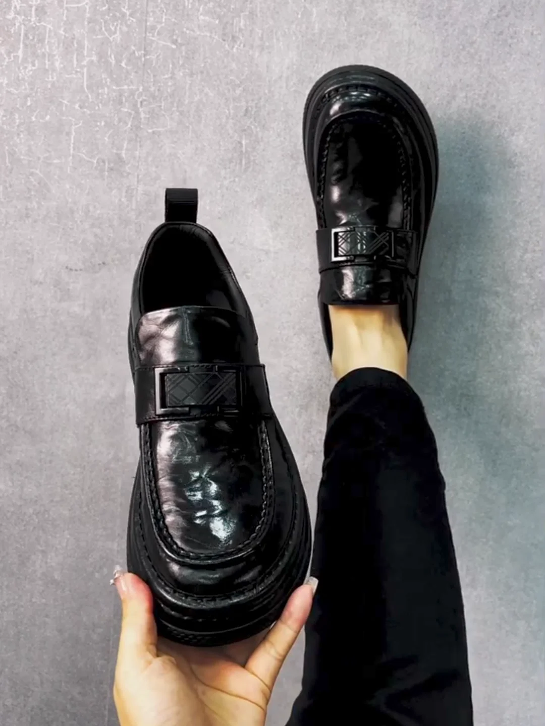 

High Quality Casual Men's Leather Shoes Comfortable Fashionable Trendy Flat Heel Rubber Bottom round Toe Pure Color Business ...