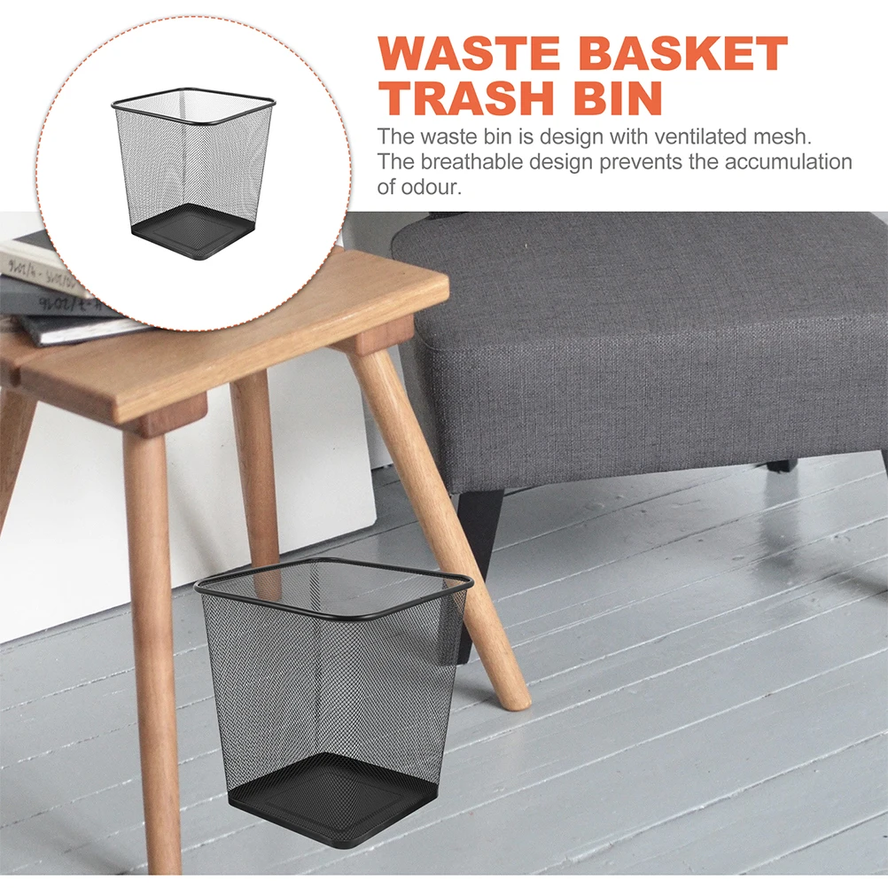 

2Pcs Metal Mesh Trash Can Sturdy Iron Frame Odor Free Design for Home Office Kitchen Bedroom Metal Mesh Trash Can