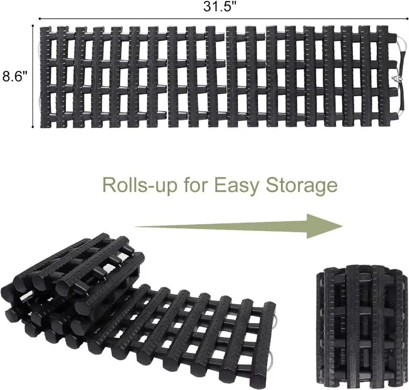 Upgrade Emergency Devices Vehicle Off Road Winter Accessories 2 PCS Tire Traction Mats Portable for Snow, Ice, Mud, and Sand
