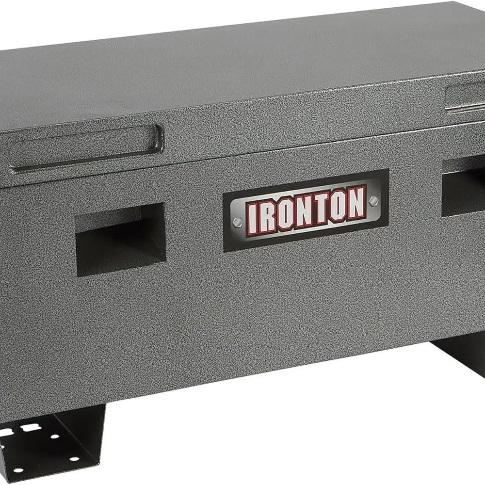 

Heavy-Duty 36 Inch Steel Jobsite Box with Lockable Lid and Powder-Coated Tool Storage for Equipment, Gray