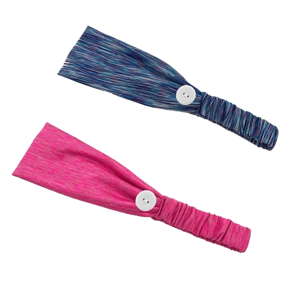 

2Pcs Anti Compression Headb Women Breathable Elastic Fitness Running Hairb Mask Button Daily Accessory Hair Care Styling