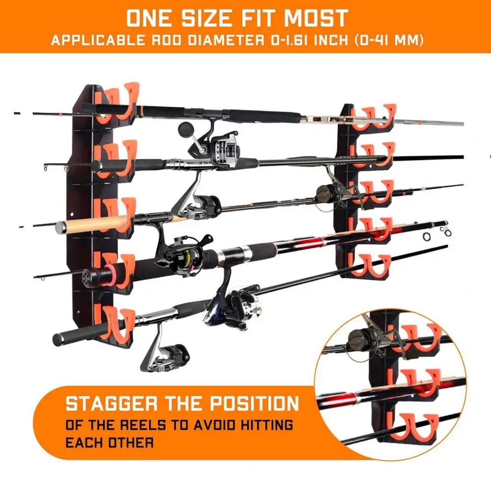 2Pcs Deep Groove Fishing Rod Holder Wall Mounting Multi-rod Fishing Rack Adjustable Distance Brackets Fishing Gear Organizer - Image 3