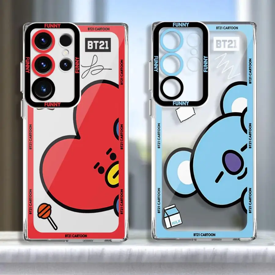 Clear Soft Case for Samsung Galaxy S23 S24 Ultra 5G S20 FE S21 S22 S10 Plus Note 20 Ultra 10 Plus Cartoon BT Cute 21