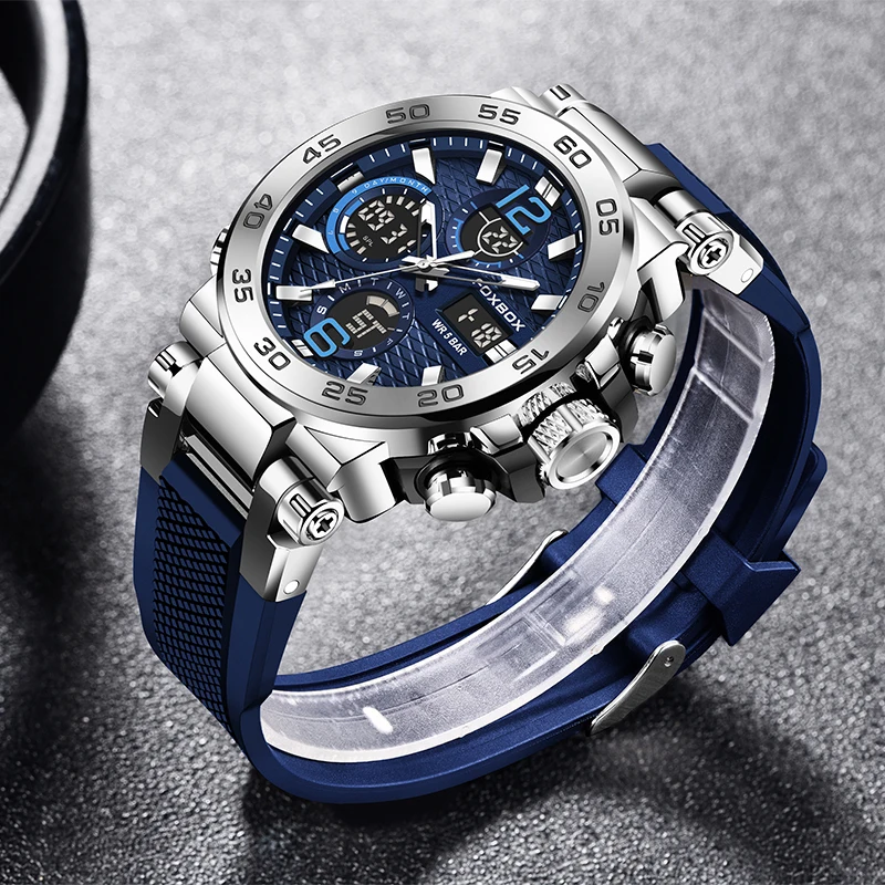 Relogio Masculino FOXBOX Top Brand Luxury Sport Digital Military Men Watches Silicone Strap Chronograph Man Wristwatch 2023