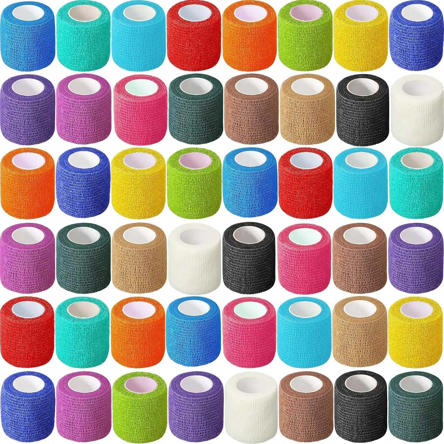 96 Pack Self Adhesive Bandage Wrap 2 Inch x 5 Yard Self Adherent Cohesive Bandages Elastic Athletic Sports Tape Breathable Wound Tape for Stretch Athletic Wrist Ankle(Multiple Colors)