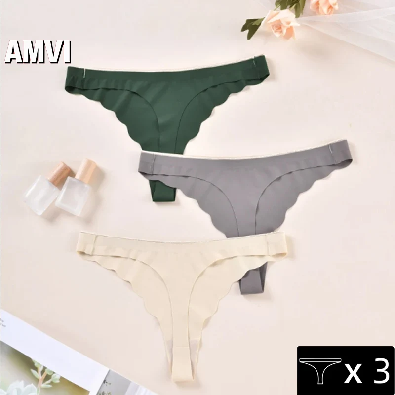 

AMVI Women's Solid Color Sexy Underwear Women's Seamless Panties Women's Lace Thong G-string Close Fitting Clothing Lingerie Set