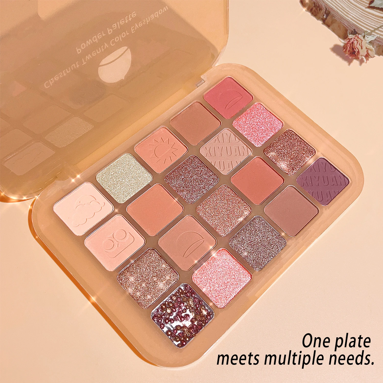 チェスナット 20 シェード アイシャドウ パレット 真珠光沢のあるマット 地味なザクロの種 クリスピーライス フォーミュラで長時間着用可能