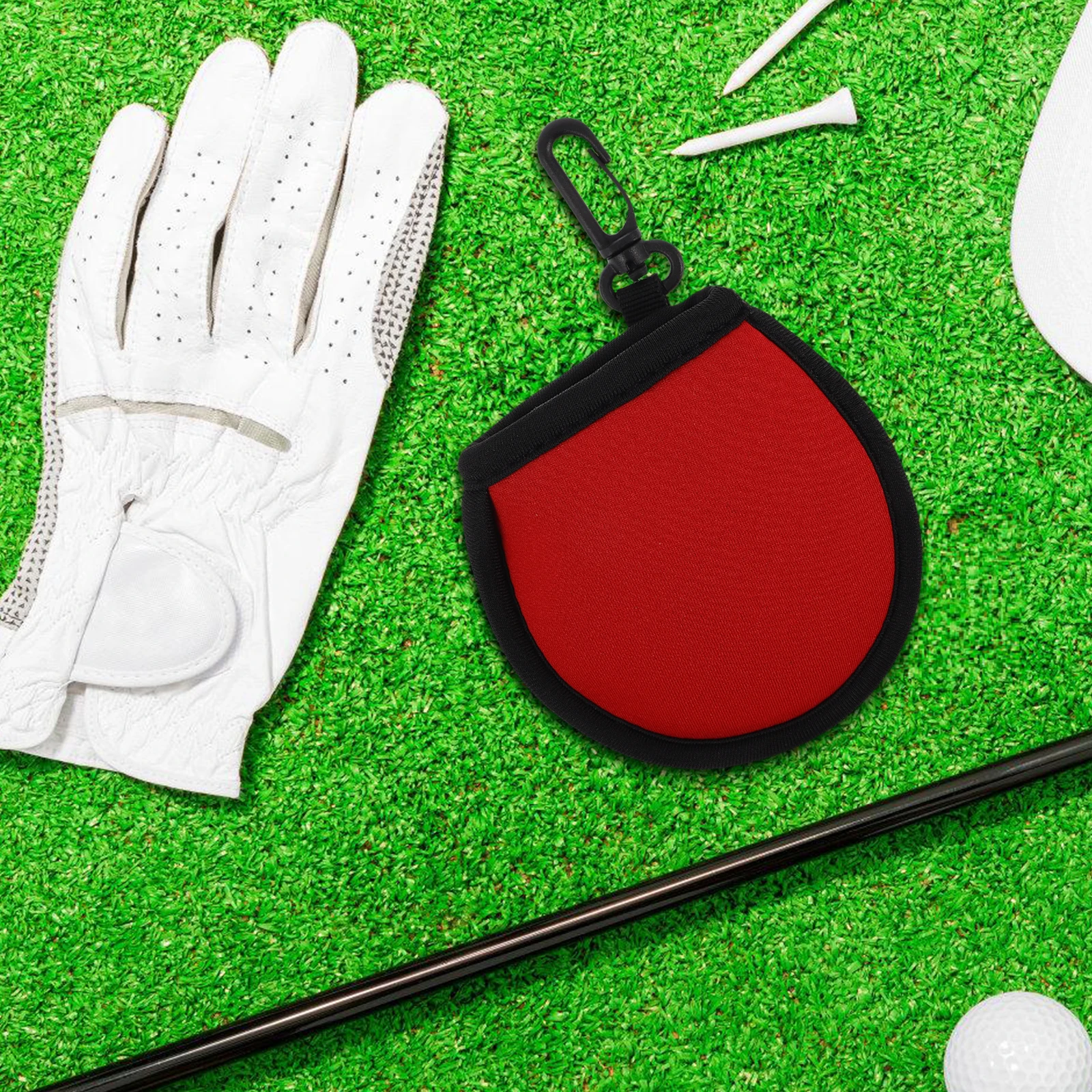 

Golf Protective Cover Ball Container Accessory Neoprene Sleeve Buckle Design Golfball Holder Red Pouch
