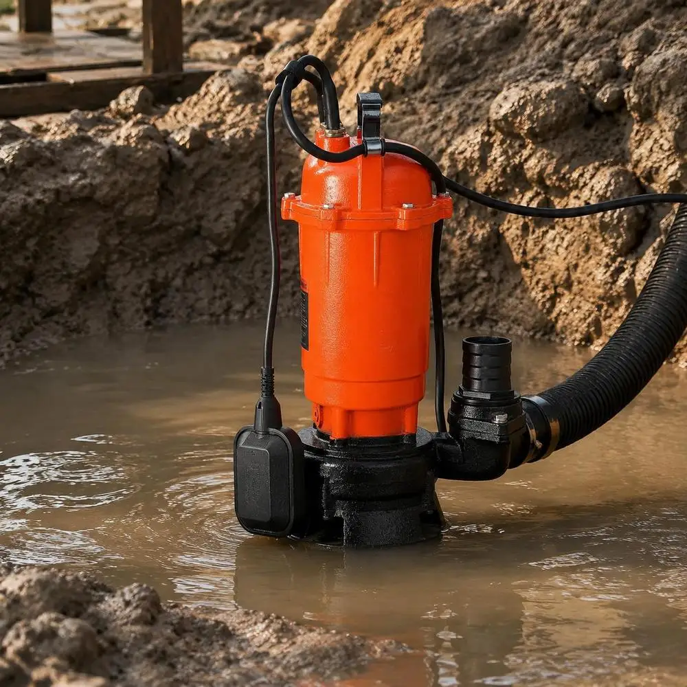 Pompe submersible pour eaux usées en fonte de 1500 W, débit élevé de 21 000 L/H avec interrupteur à flotteur automatique, hauteur de refoulement de 18 m pour le drainage des piscines, des étangs et des zones inondées
