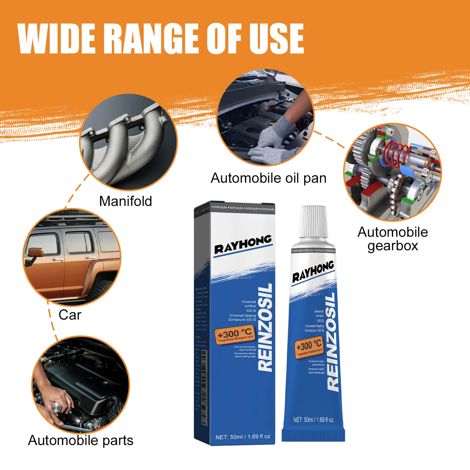 High Temperature Engine Sealant Automotive Engine Sealant Adhesive High Temperature Black RTV for Car Motorcycle Engine Seal image 6