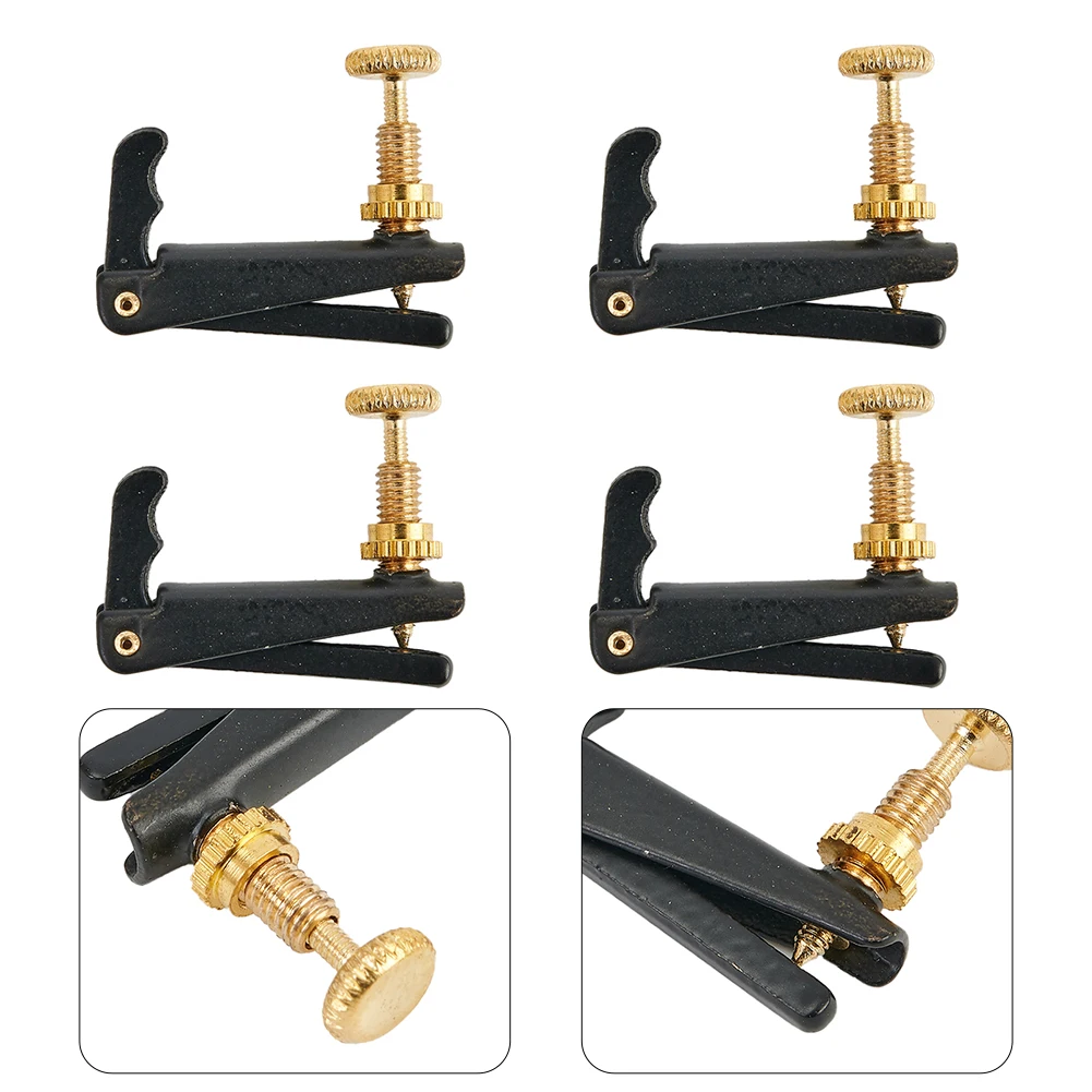 Violin Fine Tuner String Adjuster, 4 Pcs, Black Color, Outstanding Durability, Easy to Install, Perfect Replacement Parts