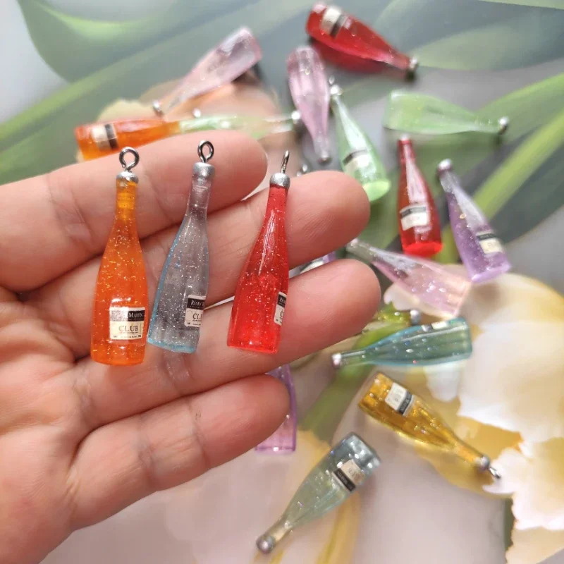 Mini Cocktail Bottle Resin Alcohol Bottle Pendants Flat Back Cabochons Scrapbooking DIY Wedding Phone Hair Jewelry Embellishment