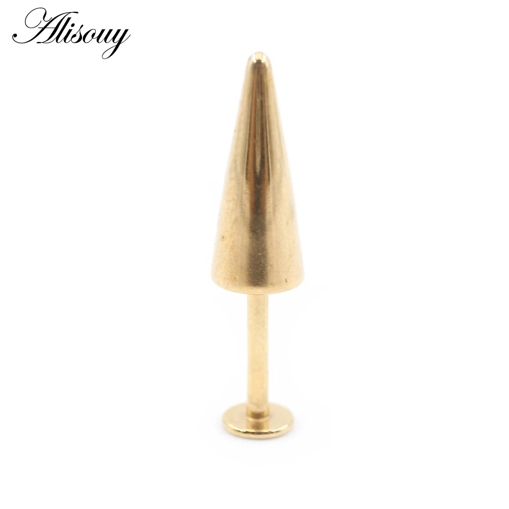 Alisouy 1PC Stainless Steel Rivet Taper Cone Spike Tragus Helix Bar Labret Lip Rings Stud Cartilage Ear Earring Piercing Jewelry