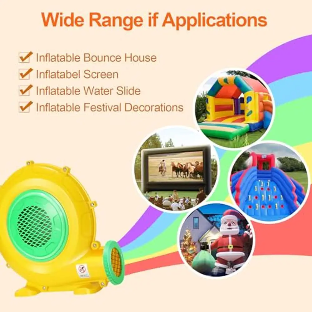 Bounce House Blower com Dual-Sided Fan Blade, Design de alta potência, Anti-Slip Handle, Indoor e Outdoor, 370W, 0.5HP, UL, ETL, ETL Certificado