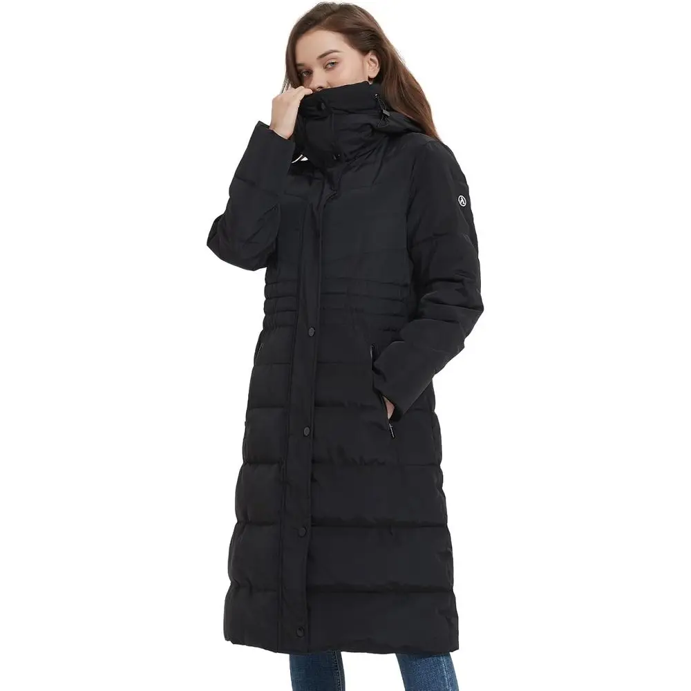 

Women's Winter Coats, Thickened Warm Insulated Vegan Down Long Parka Jacket with Hood