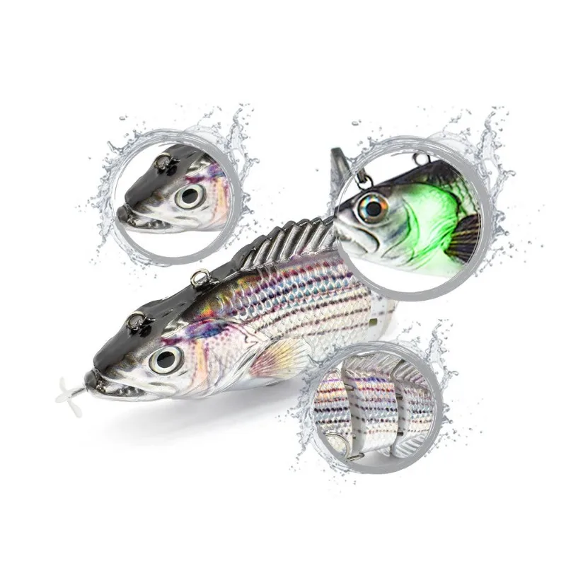 

Propeller Electric Road Multi section Fish Bait, Rechargeable Multi section Fish, Green LED Illumination Simulation Hard Bait
