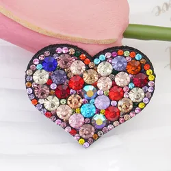 Patches Rhinestone Applique Heart DIY For Clothing Jacket Backpack Sewing Decorative Badges BX142