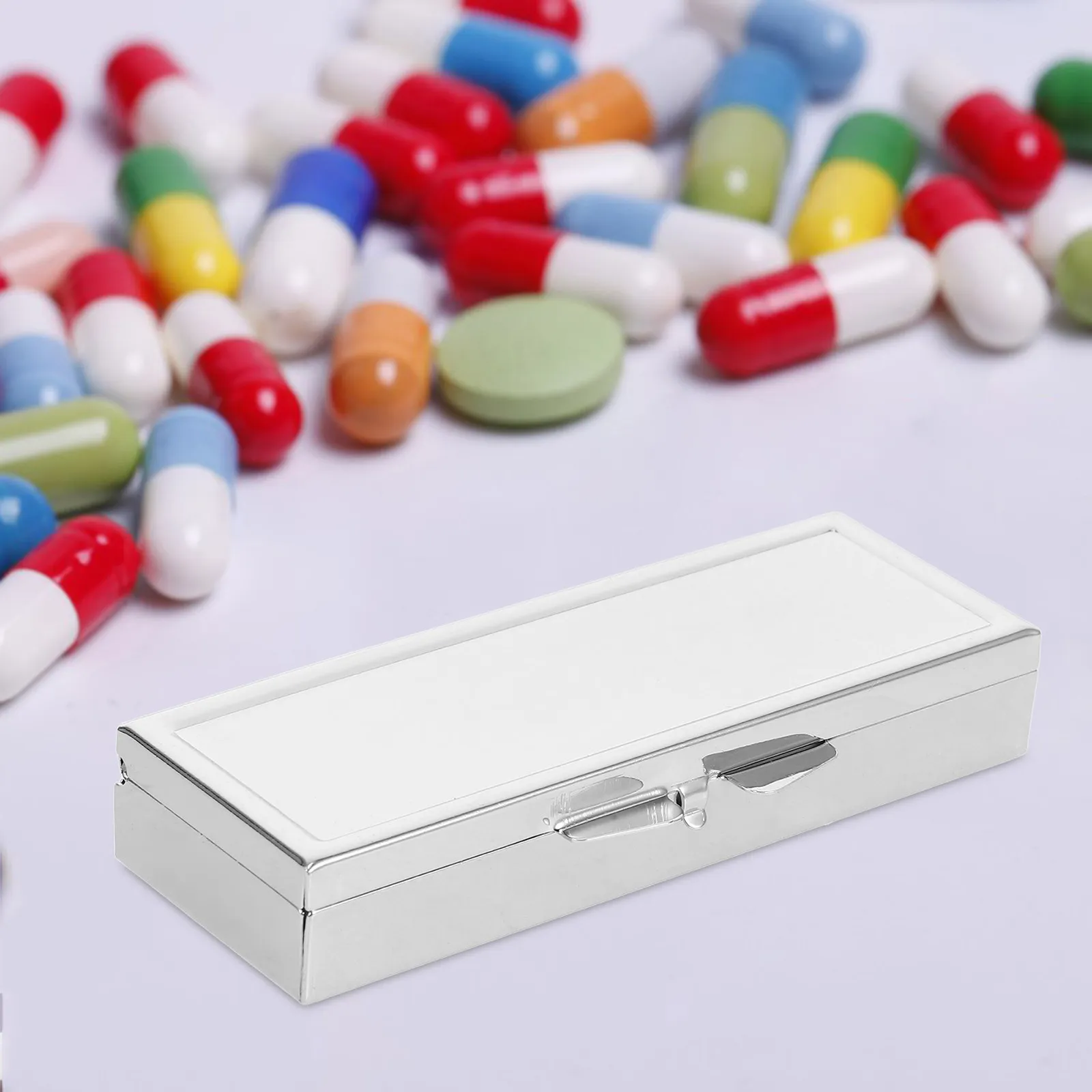 Stainless Steel 6-Compartment Pill Box Portable Medicine Organizer Compact Keychain Case for Travel Emergency Storage