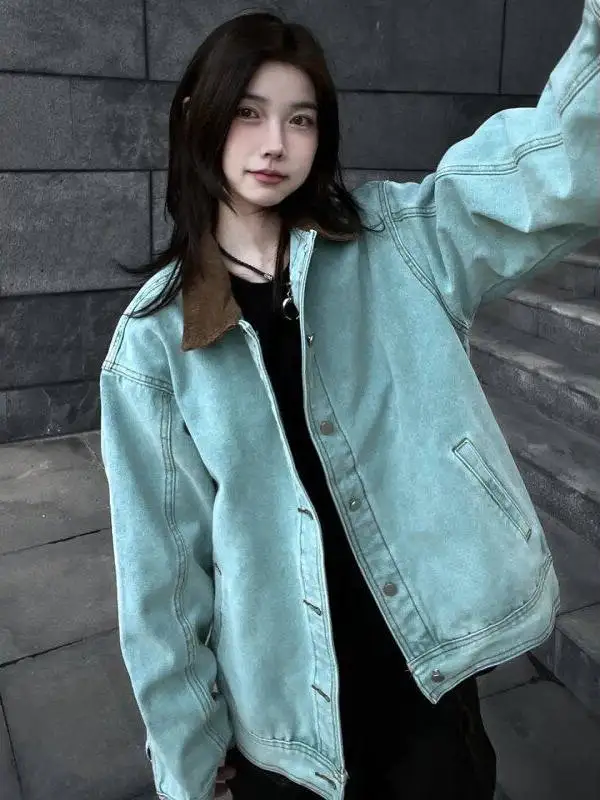 

American Retro Lake een Jaet Men's Spring Trendy High-End Feeling Haome Collar Detroit Workwear Outerwear