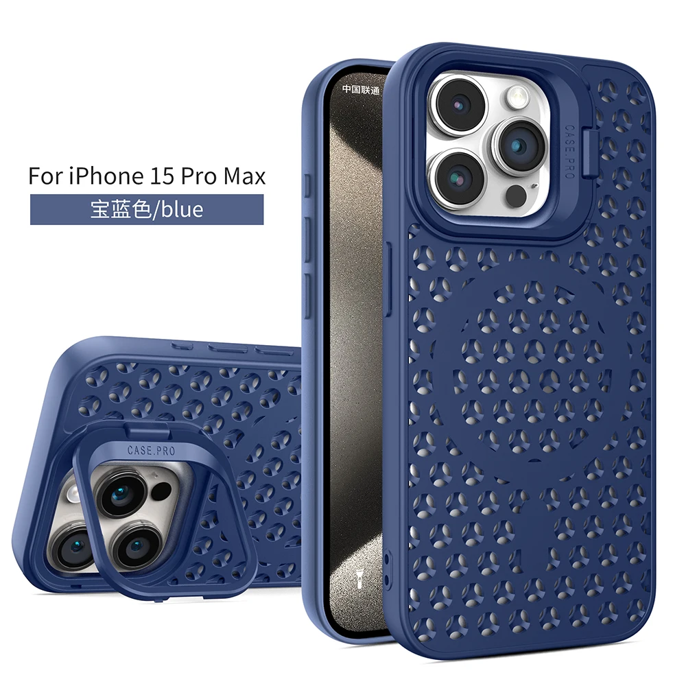 Natural Titanium lens holder magsafe charging phone case for iPhone 15 14 13 12 11 Pro Max magnetic heat dissipation soft cover