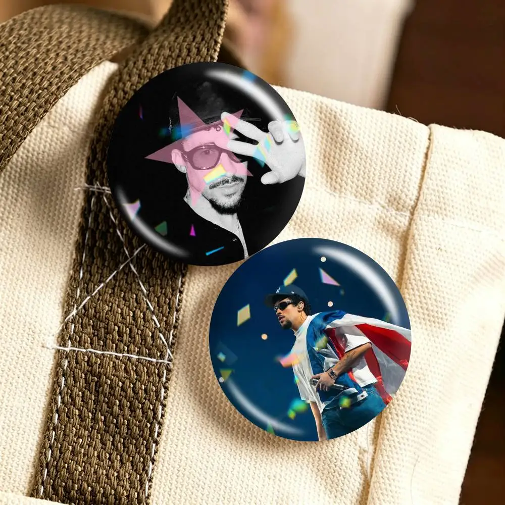 popular singer B-Bad Bunny  25mm 32mm 44mm 58mm 75mm Brooches Badges Pins for Accessories Gift