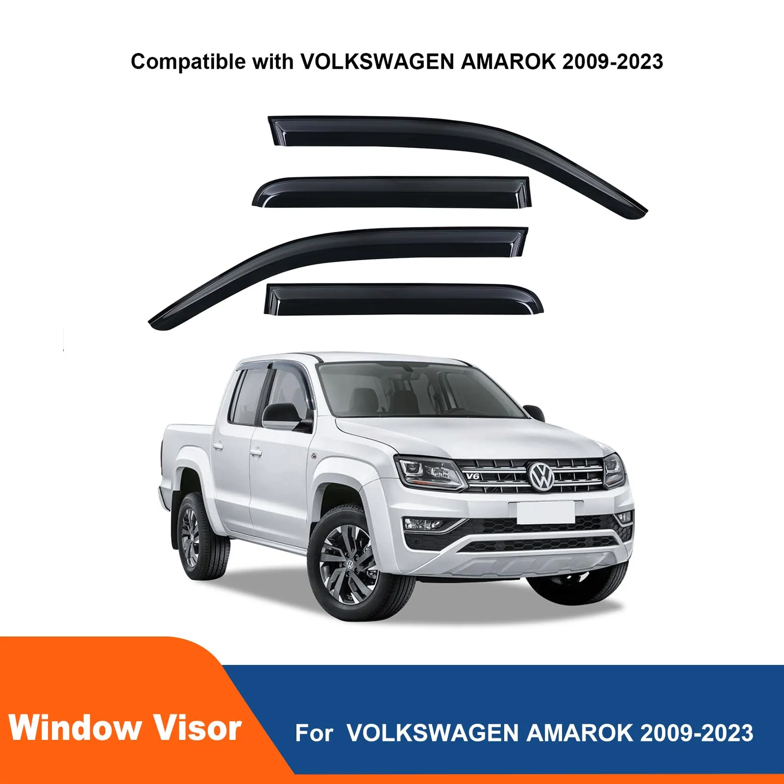 

Sun Rain Guard Wind Deflector Matte Black Window Visor For VOLKSWAGEN AMAROK 2009-2023 Double Cabin 4x4 Car Accessories