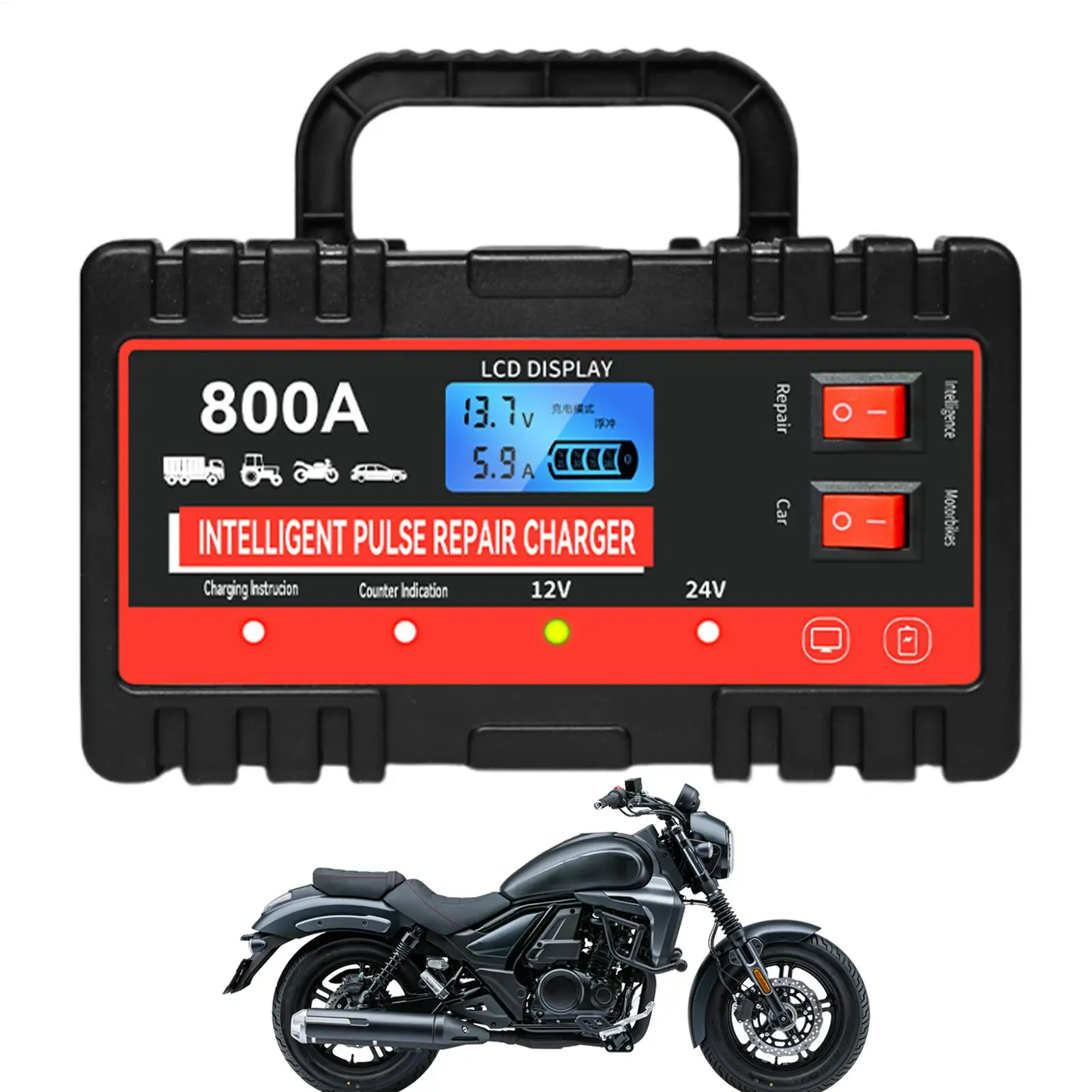 

Truck Battery Charger Portable Starter Car Battery Charger Heavy Duty For Vehicle Truck Motorcycle Road Trip Repair Maintenance