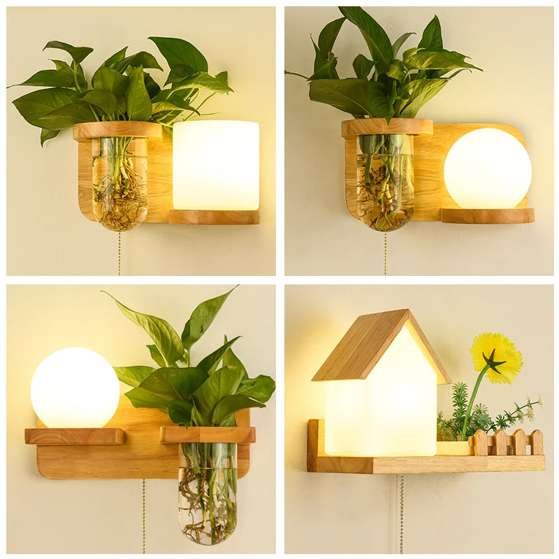 

LED modern nordic home wall light creative wall vase plant light interior decoration plant wall lamp living room bedroom lightin