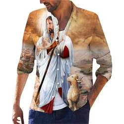 Jesus Christ Graphic 3d Print Shirts For Men Women New In Christians Long Sleeve Shirts Casual Loose Oversized Tops Streetwear