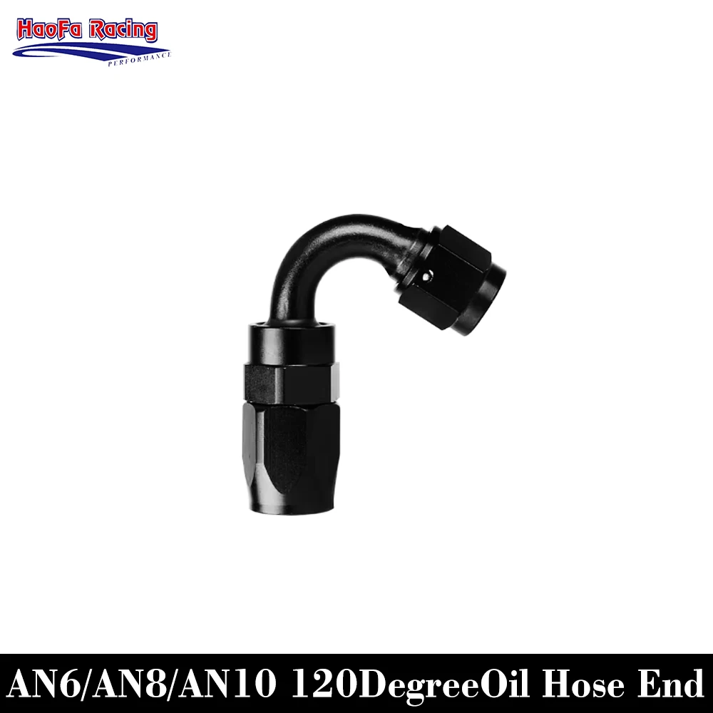 

Universal 120°/150°Degree AN6 AN8 AN10 Swivel Hose End Fitting Oil Fuel Hose Adapter CPE Oil Fuel Line Aluminum Black