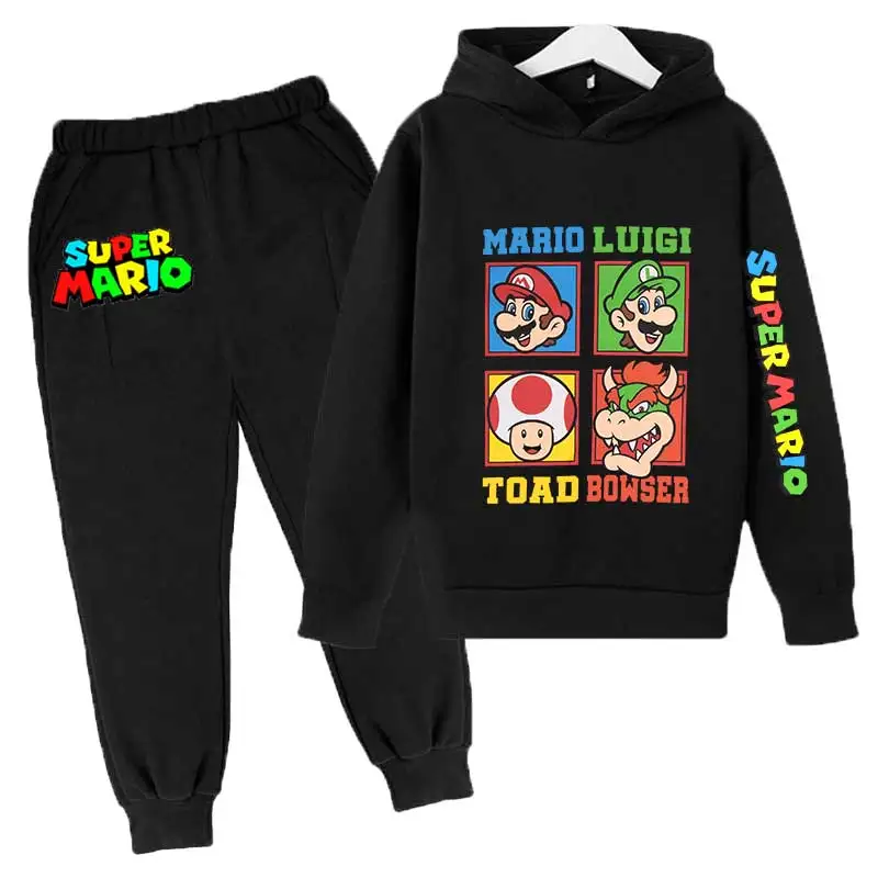 الخريف الأطفال الكرتون هوديس ماريو القمم + السراويل الطويلة 2 قطعة دعوى ماريو الأطفال الفتيان مجموعة من الملابس الاطفال لعبة الملابس 4-14 سنة #1