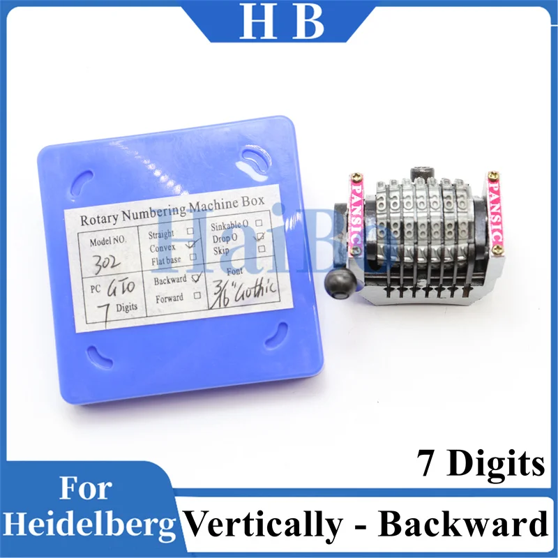 HaiBo Beste kwaliteit 7-cijferige 22,3 nummeringsmachine Verticaal naar voren 01234... automatisch teruggerichte