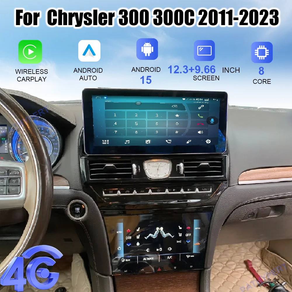 

Android 15 For Chrysler 300 300C 2011-2023 Car Multimedia Player Radio 12.3+9.66" 3A HD Touchscreen AHD Camera Carplay GPS DSP