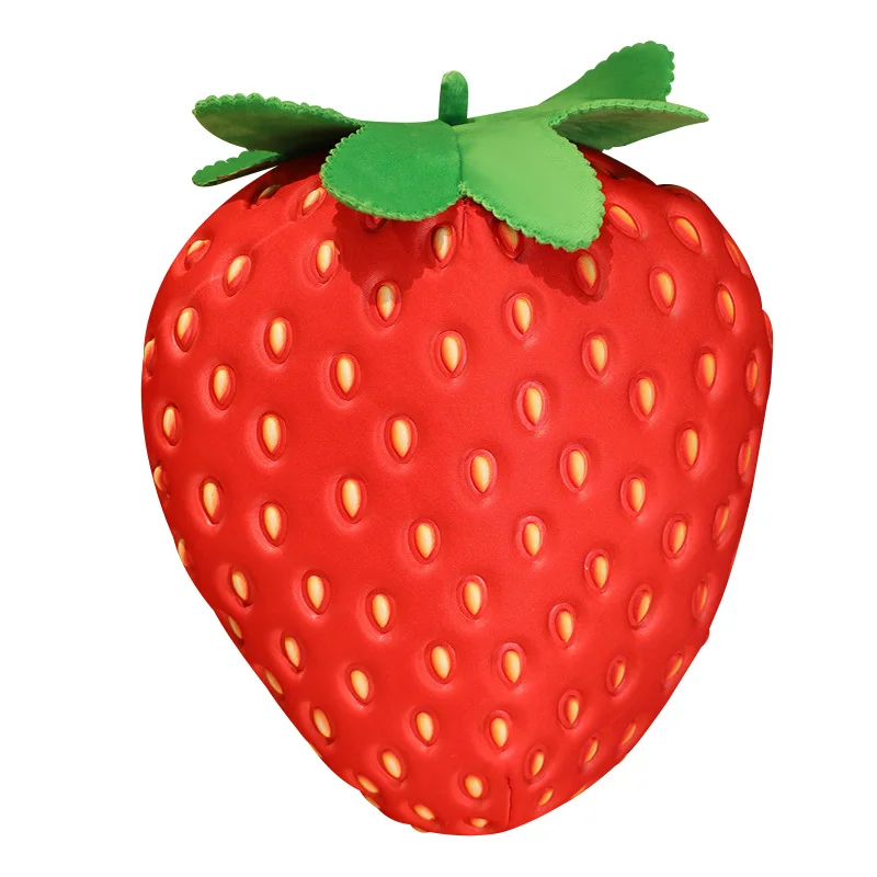 

35CM Simulation Big Strawberry Plush Pillow Stuffed Soft Fruit Dolls Identical Strawberry Plush Toys for Room Decor Cushion