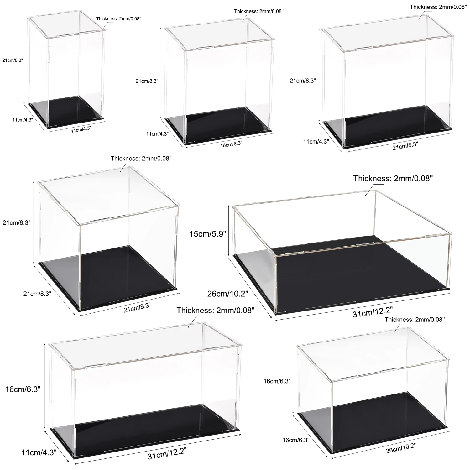 Scatola per vetrina trasparente in acrilico Protezione antipolvere Vetrina Cubo da collezione Scatola per vetrine per action figure, bambole, modello di auto