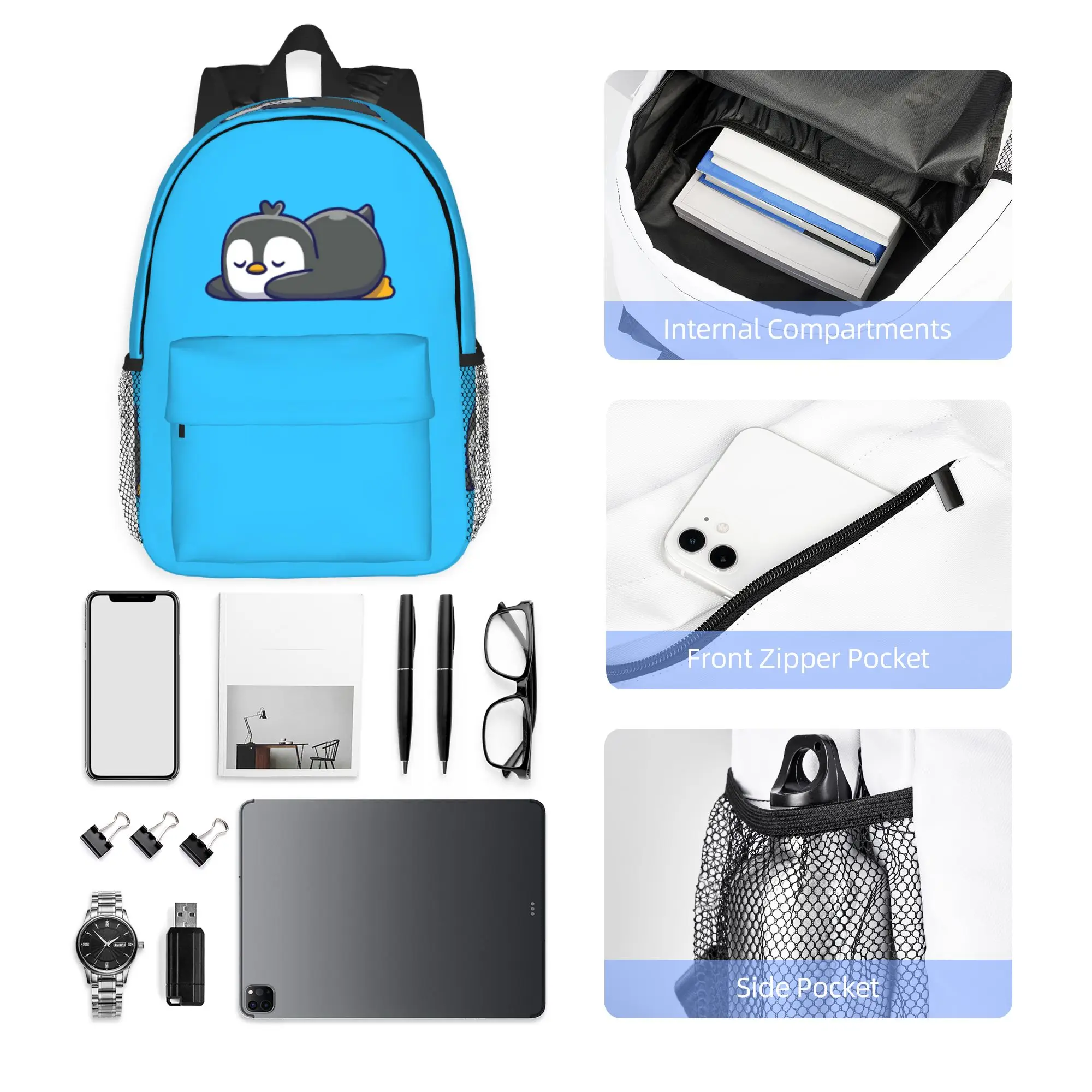 Penguin (5) Backpack Hot Sale Daypack Large Capacity Boys Girls BookBag Shoulder Bags for Men Women School Bag