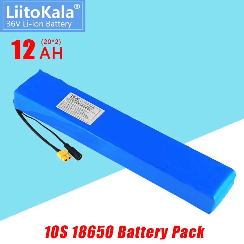 LiitoKala 36V 12ah 10Ah High Power and Capacity 42v 18650 Lithium Battery Electric Motorcycle Bicycle Scooter with BMS 42V 2A