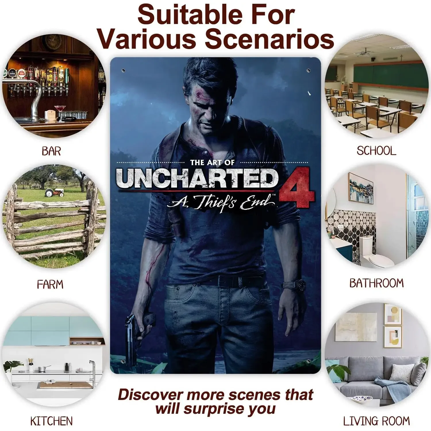 Uncharted 4 A Thief akhir plak logam timah dan tanda dekorasi dinding, kapten Poster, dekorasi antik, Bar, Pub, klub, dekorasi dinding