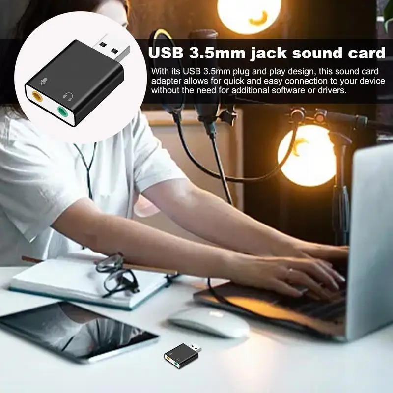 1 pçs virtual 7.1 ch microfone adaptador de som externo usb placa de som de áudio usb para jack 3.5mm conversor adaptador de fone de ouvido