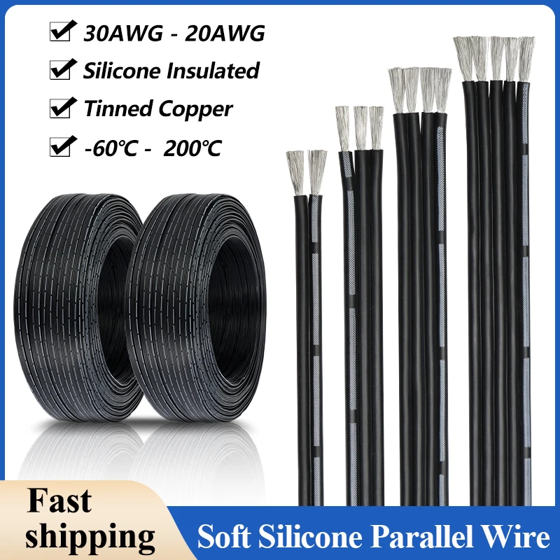 

2P 3P 4P 6P 8P 10P Multi-core Soft Silicone Parallel Wire 30 28 26 24 22 20AWG Fexible High Temperature Resistant Copper Cables