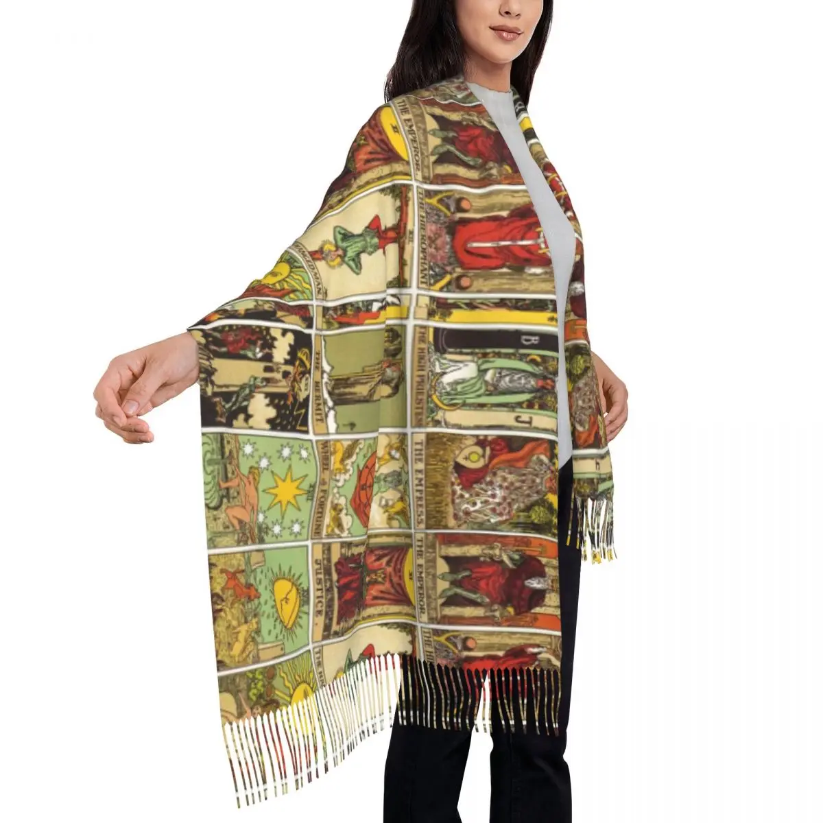 Outdoor Scarf Winter Arcana Of Tarot Shawl Wraps Vintage Patchwork Custom Bufanda Unisex Casual Headwear Scarves